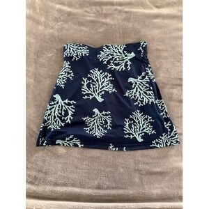 Escapada Living Navy Coral Print A Line Skirt‎ Size S
